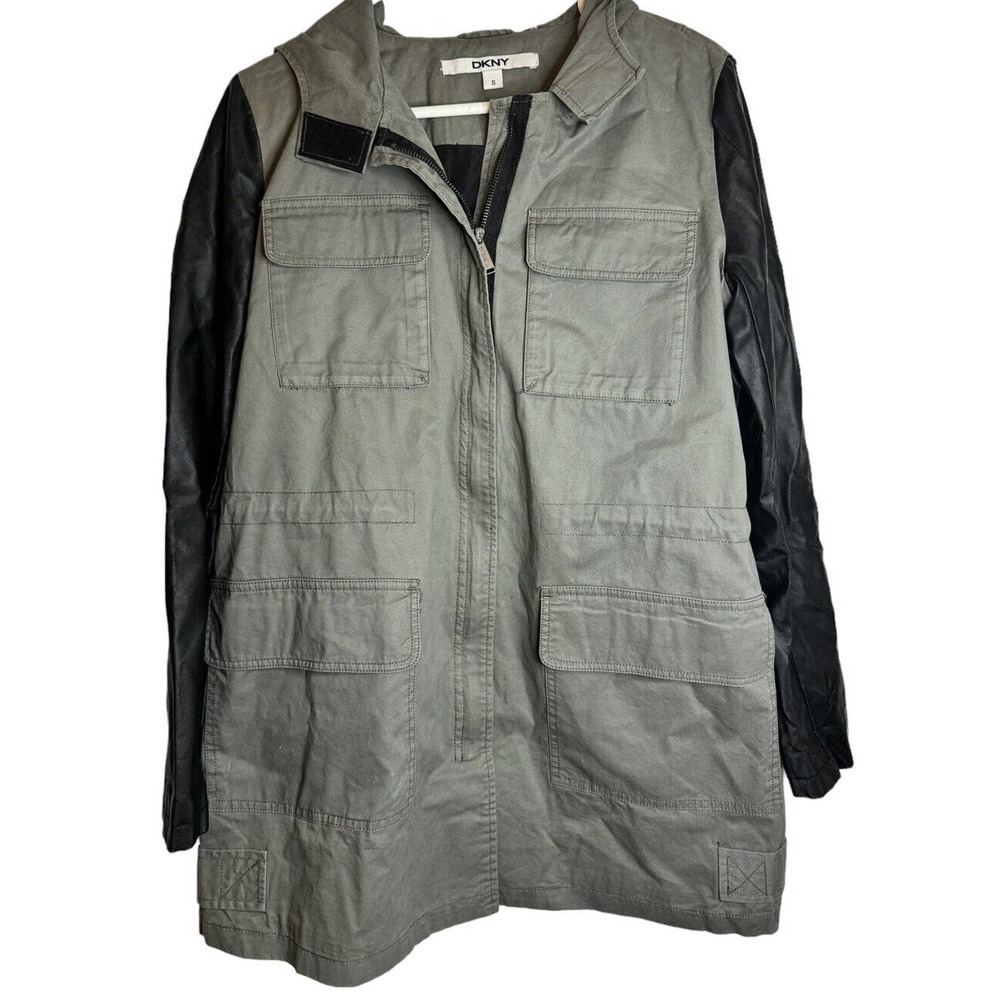 DKNY mixed media jacket size S‎ beige/black